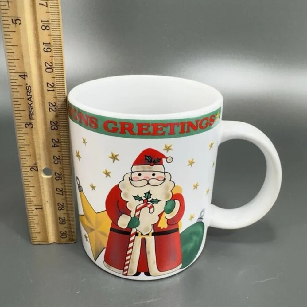 1994 Signature Housewares Santa Coffee Mug Cup Set 4 All Different Mugs Cups VTG